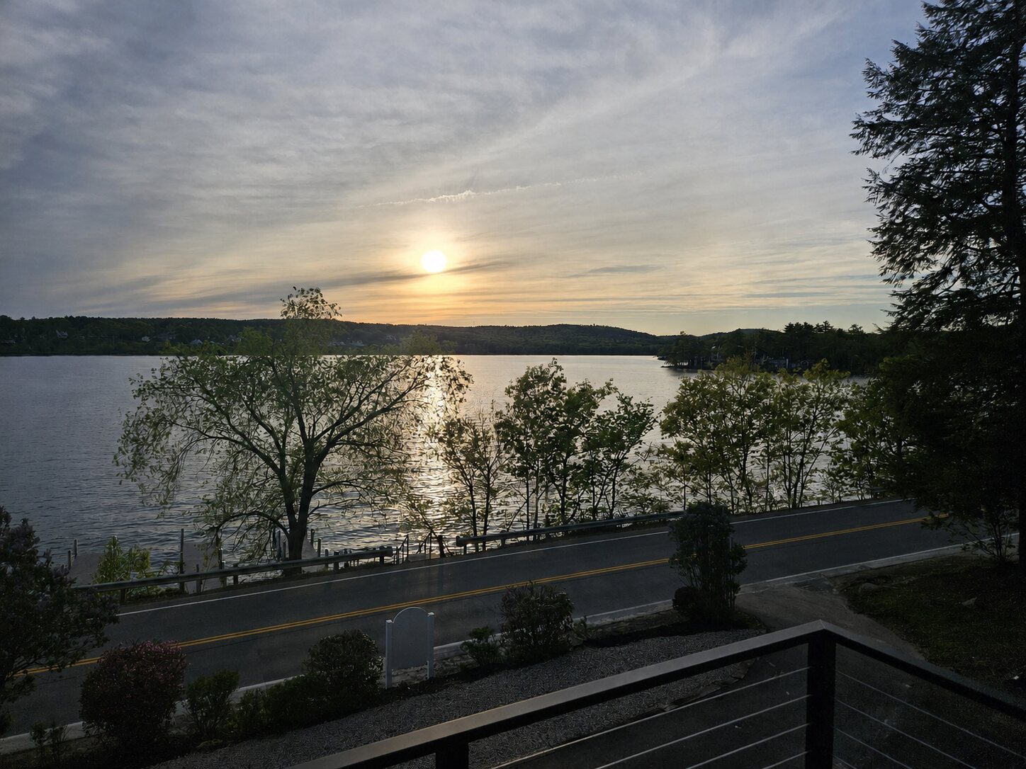 Sunset reflecting across Paugus Bay from the Bully's Bay property